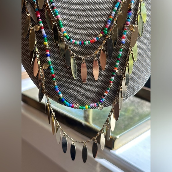 Torrid Jewelry Multi Rainbow Color Bead & Gold Tone Layered Necklace - Like New - Picture 2 of 6